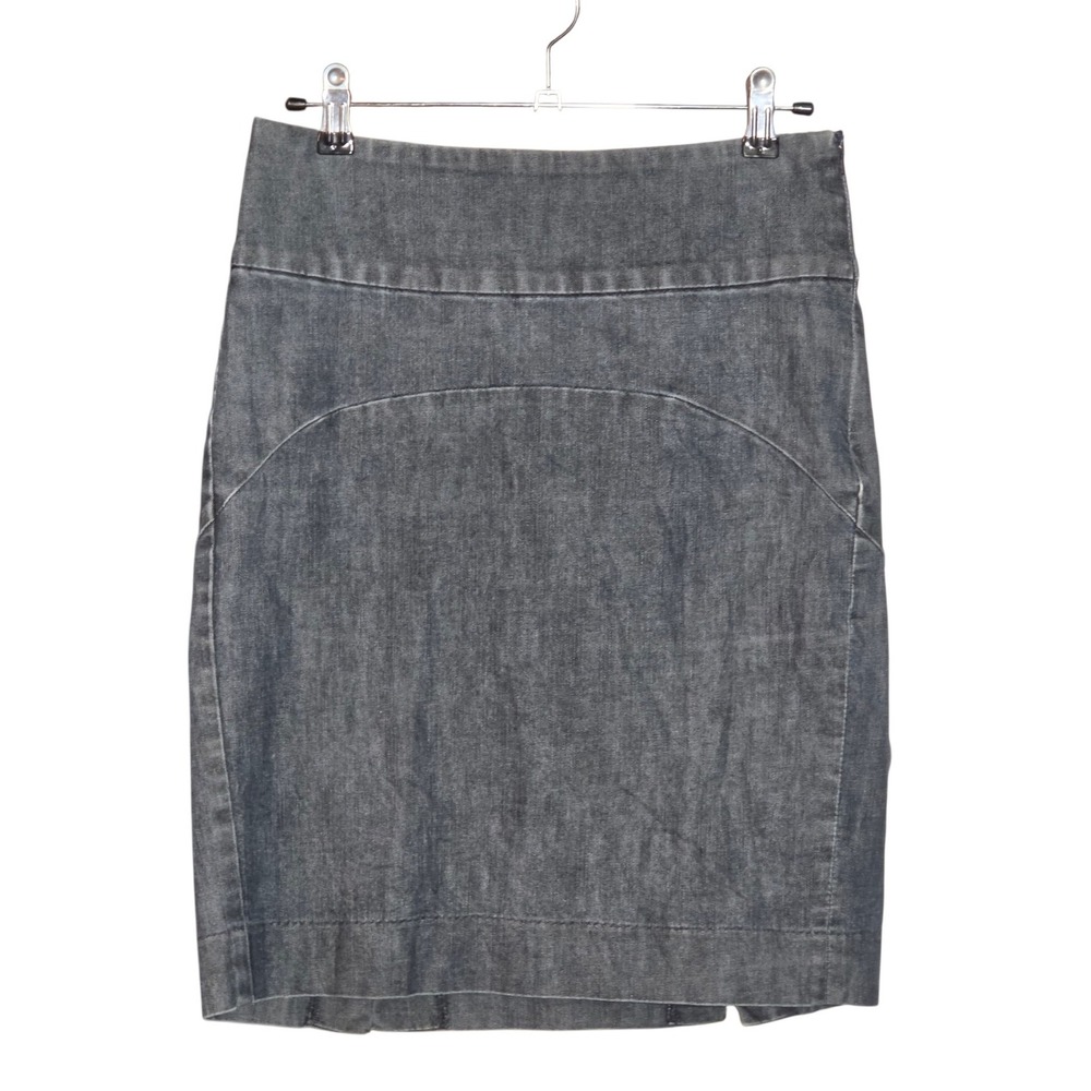 Gap Women 2 Denim Skirt Dark Wash Gray Y2K Stretch Knee Length Slit Back 2010